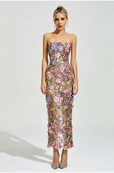 Cassiana Floral Embroidery Maxi Dress