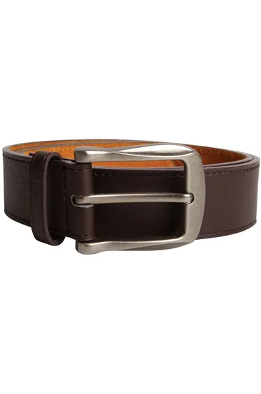 Duke Mens Harrison Large Buckle Leather Belt - Brown
