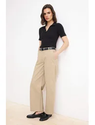 Beige Regular Waist Barrel Jeans - 1