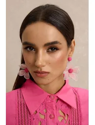 Mesh 3D Flower Earrings - 1