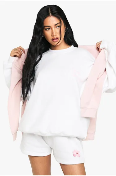 Flower Back Print Short Tracksuit