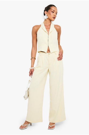 Halterneck Hook and Eye Waistcoat - lemon