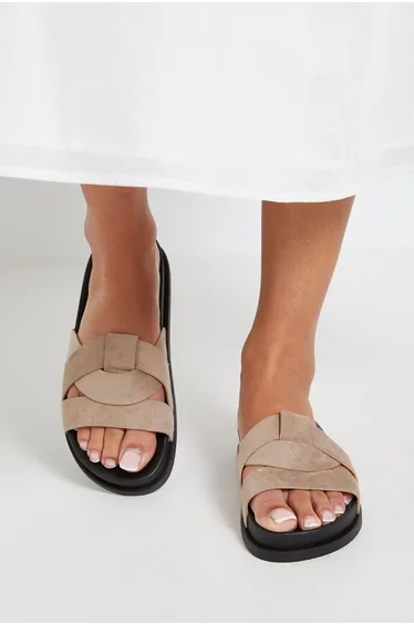 Isla Faux Suede Interwoven Footbed Mules