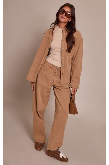 Toffee Seam Detail Low Rise Barrel Jeans