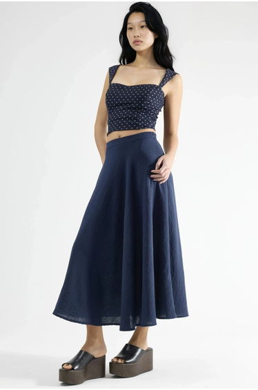 BUSEM High Waist Textured A-Line Maxi Skirt