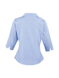 Premier 3/4 Sleeve Poplin Blouse / Plain Work Shirt - Mid Blue - 1