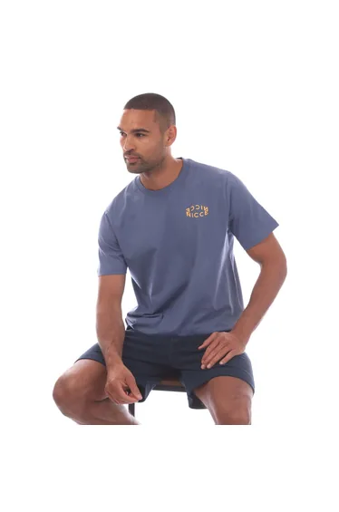 تيشيرت رجالي بطبعة شعار - أزرق