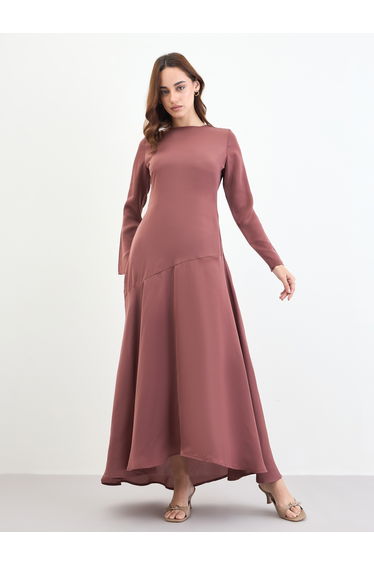 Ruffle Long Sleeves A-Line Maxi Dress