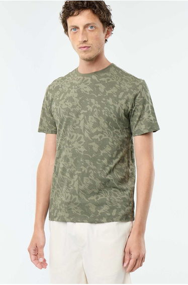 Short-sleeved graphic print T-shirt KHAKI