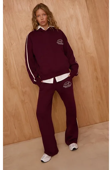 Wine Health Club Print Wide Leg Joggers