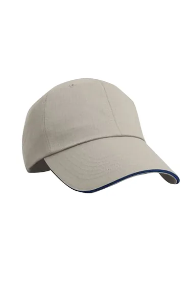 Result Unisex Herringbone Contrast Colour Sandwich Peak Baseball Cap - Tan/Navy