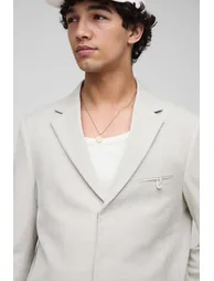 Oversized Boxy Herringbone Suit Blazer - 2