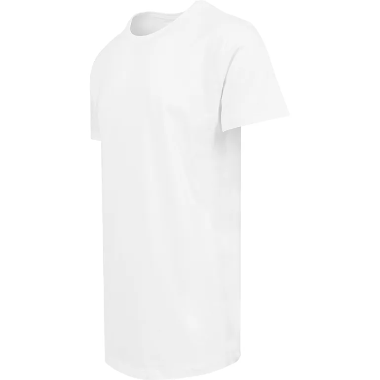 Mens Shaped Long Short Sleeve T-Shirt - White - 2