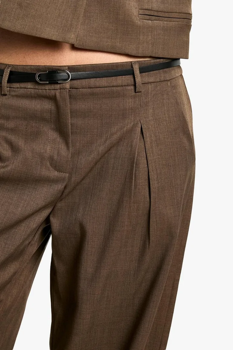 Tailored Pleated Extreme Wide Leg Trousers - mocha - 3
