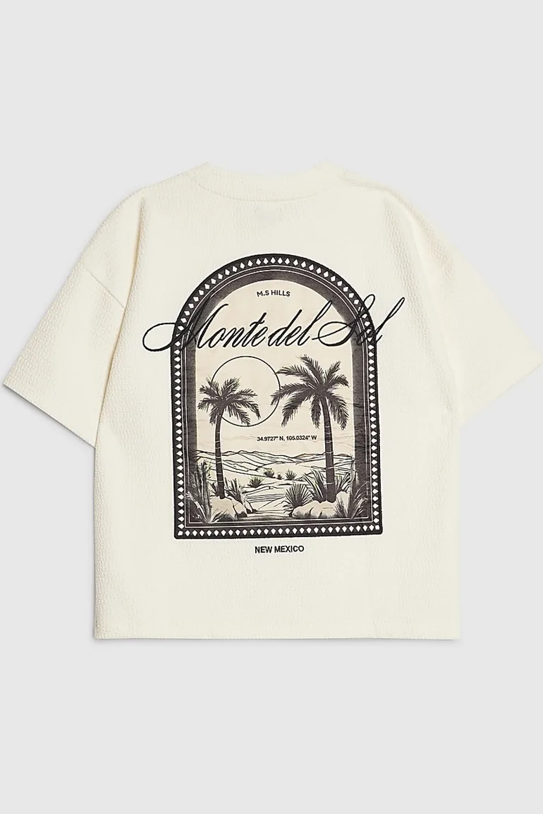 Boys Cream Textured Palm Tree T-shirt - 1