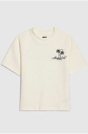 Boys Cream Textured Palm Tree T-shirt