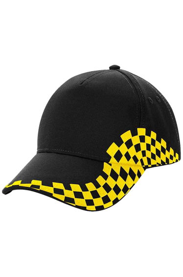 Beechfield Unisex Adult Grand Prix Baseball Cap - Black/Yellow
