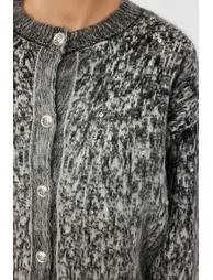 Anthracite Soft Textured Patterned Jacket Look Knitted Cardigan - 3