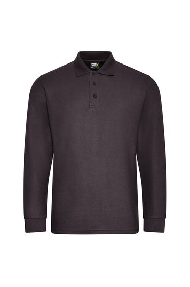 PRO RTX Mens Pro Pique Long-Sleeved Polo Shirt - Charcoal