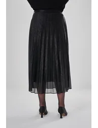 Mizalle Glittered Thin Pleated Plus Size Tulle Skirt - 2