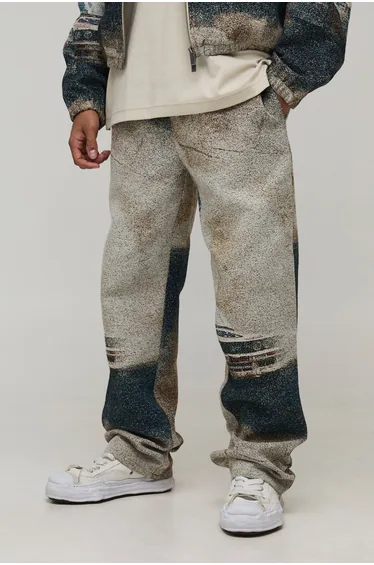 Relaxed Fit Car Tapestry Trousers - stone