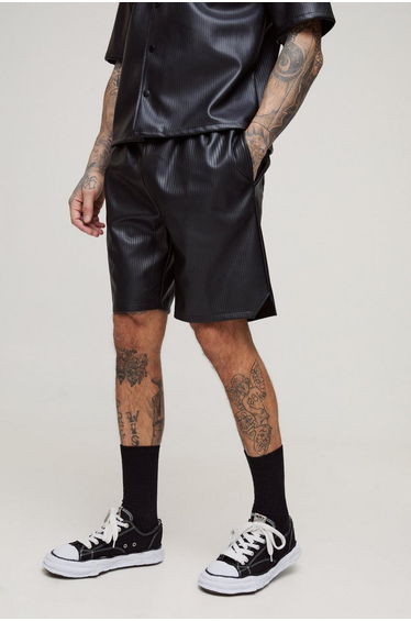 Tall Pleated PU Basketball Shorts