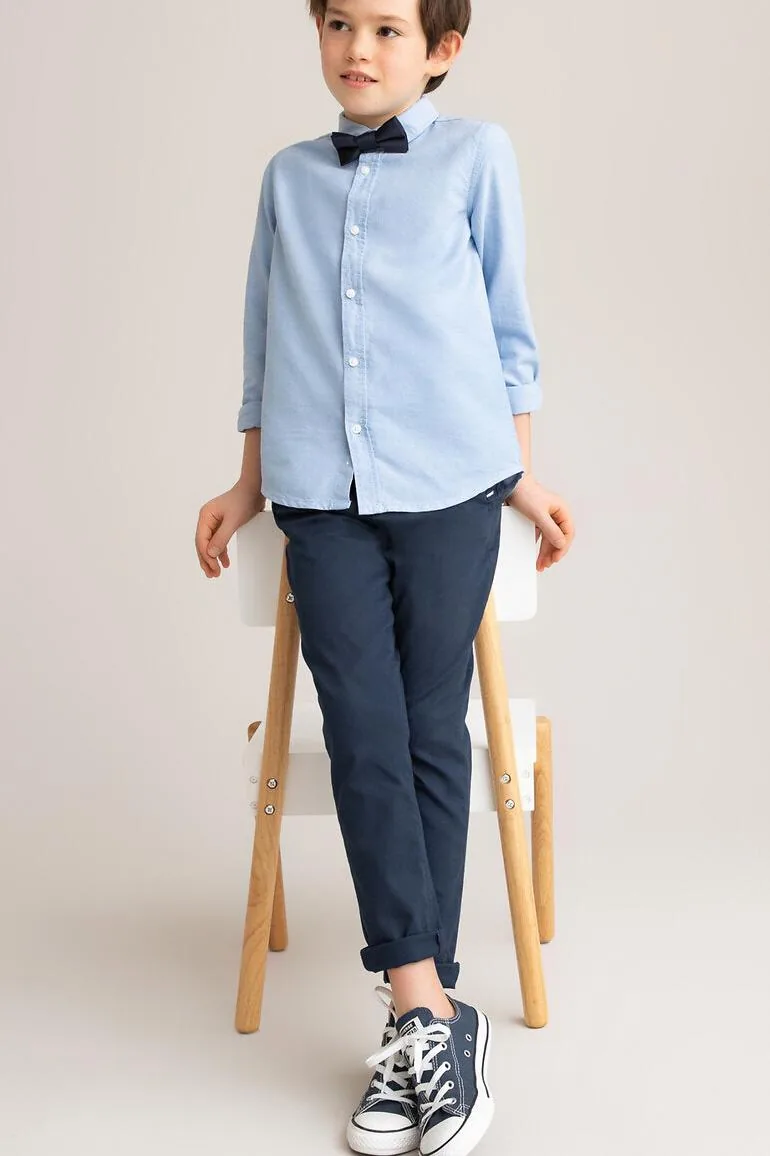 Cotton Shirt with Detachable Bow Tie