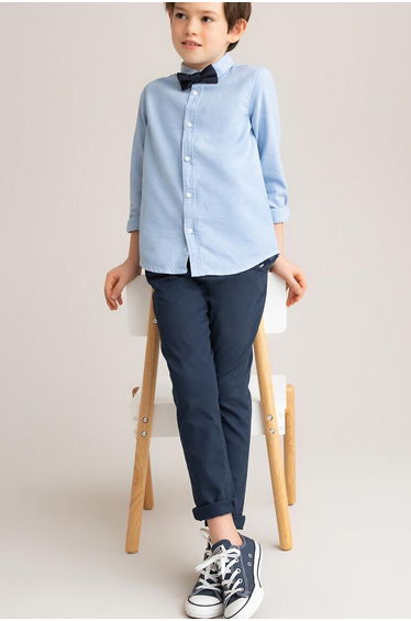 Cotton Shirt with Detachable Bow Tie