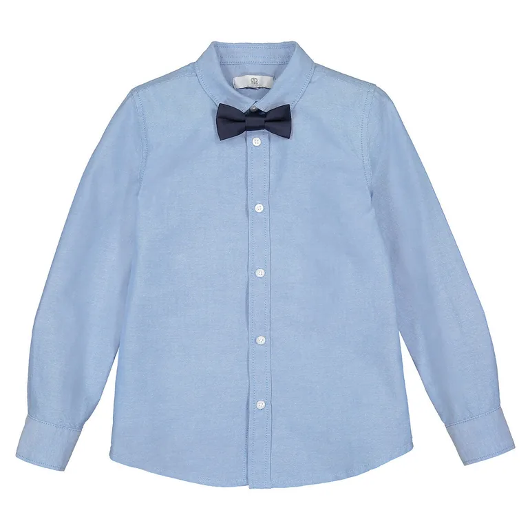 Cotton Shirt with Detachable Bow Tie - 2