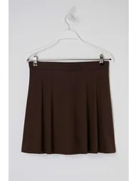 Brown 2-Layer Knitted Sports Shorts Skirt - 2