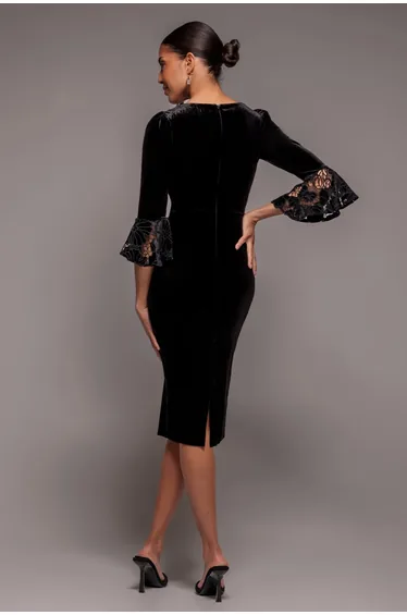 فستان ميدي كروشية بتصميم لف - أسود