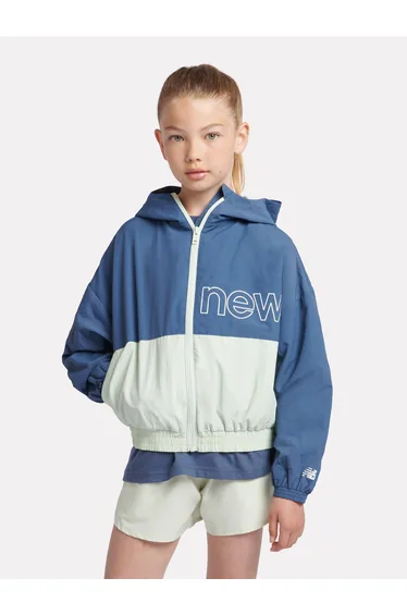 جاكيت مقاوم للريح رياضة ميش بناتي مبطن لون أزرق