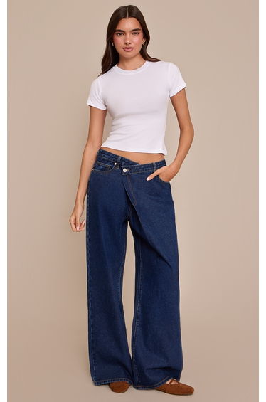 Indigo Extreme Asym Slouchy Wide Leg Jeans