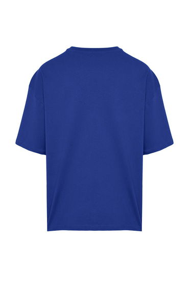 Men's Blue Oversize/Wide-Fit Basic 100% Cotton T-Shirt product thumbnail 4
