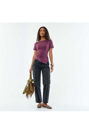 Asymmetric Short-Sleeved T-Shirt PURPLE
