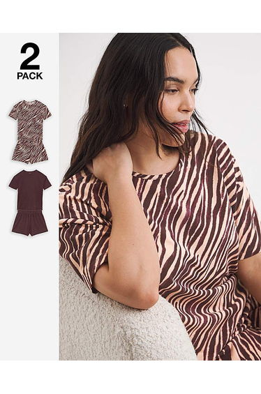 Simply Be 2 Pack AnimalPrint Shortie Set