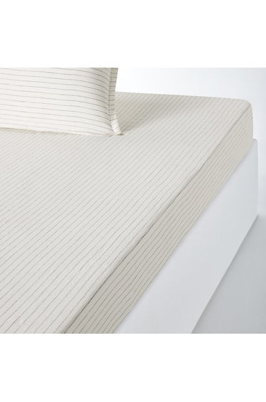 Linot Striped 100% Washed Linen Fitted Sheet