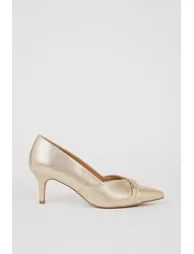 Wide Fit Delina Twist Front Kitten Heel Court Shoe - 1
