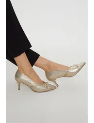 Wide Fit Delina Twist Front Kitten Heel Court Shoe