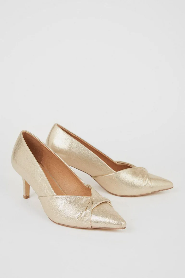 Wide Fit Delina Twist Front Kitten Heel Court Shoe - 2