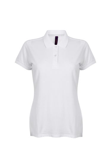 Henbury Womens/Ladies Micro-Fine Short Sleeve Polo Shirt - White