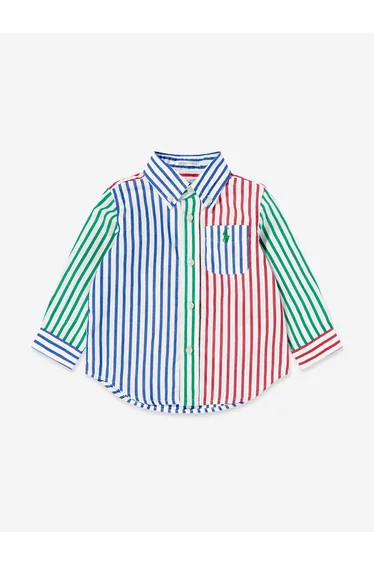 قميص أطفال ولادي بوبلين مخطط - بألوان متعددة