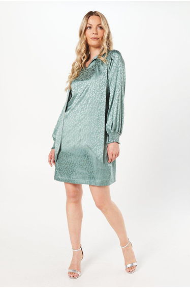 Jacquard Satin Bow Shift Dress
