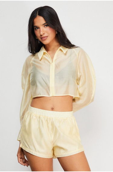 Organza Boxy Zip Through Shirt