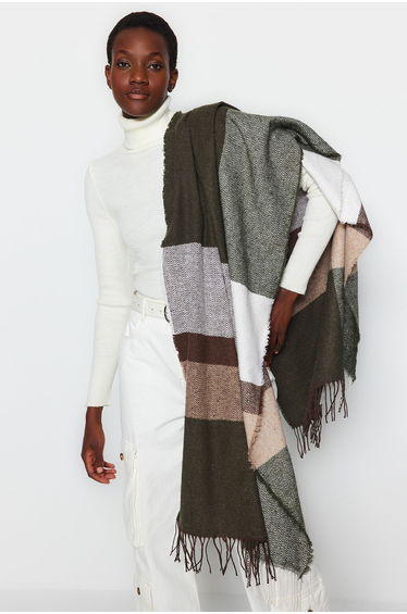 Women's Multicolored Blocky, Soft Textured Scarf