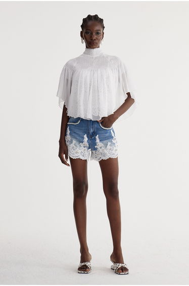 Iscah Embroidered Denim Shorts