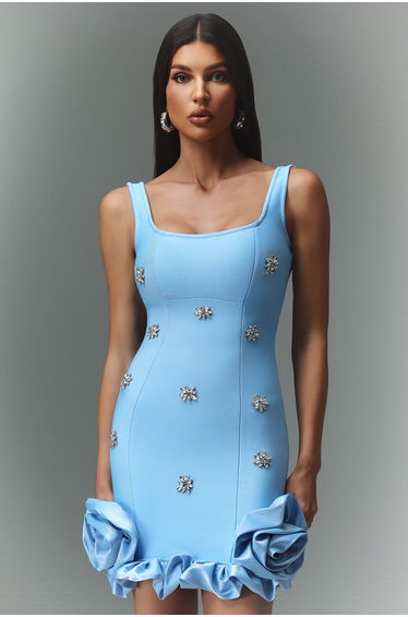Nomi Sleeveless Diamond Flrs Mini Dress
