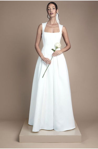 Sleeveless Drop Waist Wedding Dress