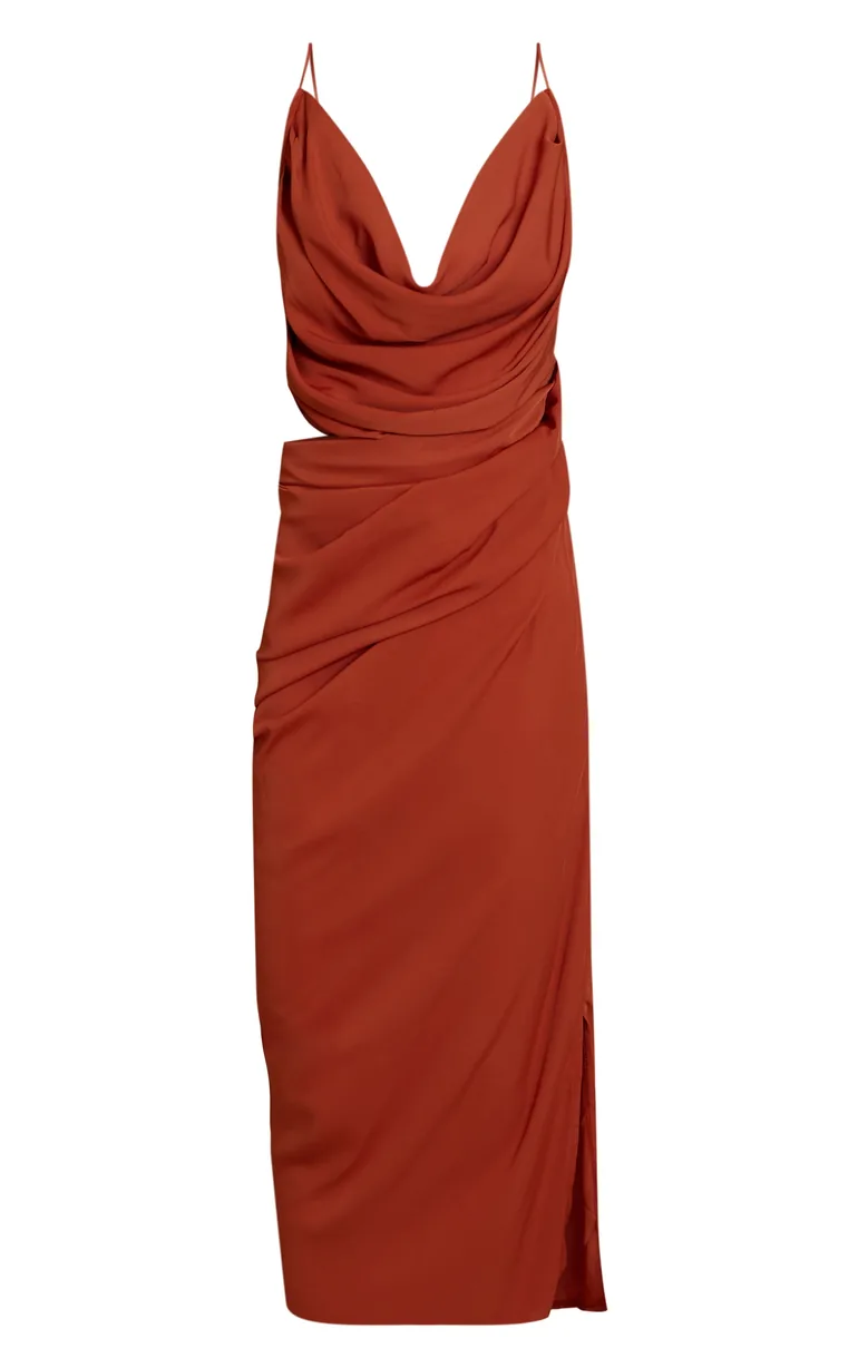 Burnt Orange Chiffon Drape Cut Out Midi Dress Prettylittlething Orange : Evening Dresses : VogaCloset Kuwait Burnt Orange Chiffon Drape Cut Out Midi Dress Prettylittlething Orange : Evening Dresses : VogaCloset Kuwait