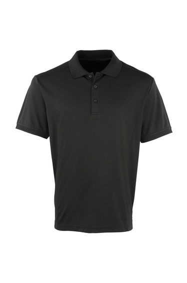 Premier Mens Coolchecker Pique Short Sleeve Polo T-Shirt - Black